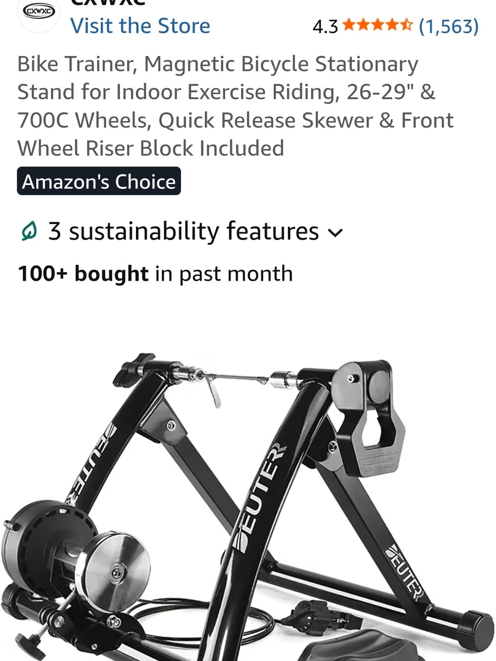 Magnetic Bike Trainer - Black Indoor Bicycle Stand